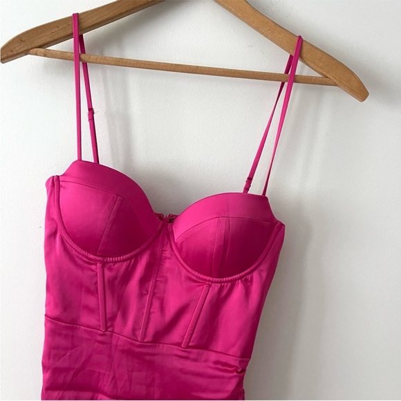 Oh Polly Timeless Ruched Satin Mini Dress - Picture 3 of 8